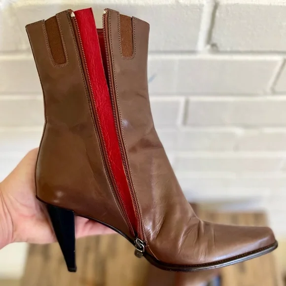 Vintage Donald J Pliner 100% Leather Zipper Linda Boots, SZ 5.5 - Picture 4 of 6